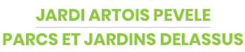Logo vert JARDI ARTOIS PEVELE et PARCS ET JARDINS DELASSUS sur fond noir
